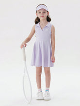 Young Girls' Light & Sporty Sleeveless A-Line Polo Dress With Cool Feeling Fabric For Summer